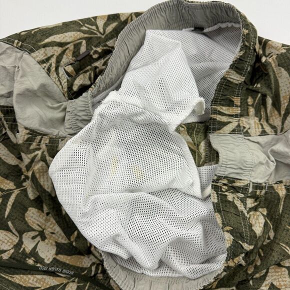 Eddie Bauer Green Floral Swim Trunks Cargo Pockets Drawstring Mesh Lined Sz M - Picture 6 of 10